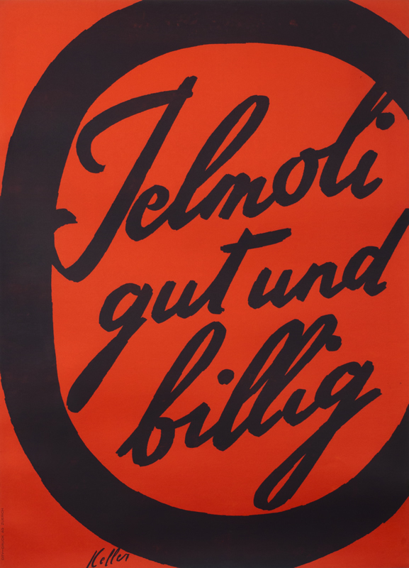 Lettering within swirl; black, red