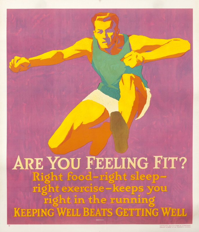 hurdler in mid-jump; purple, orange