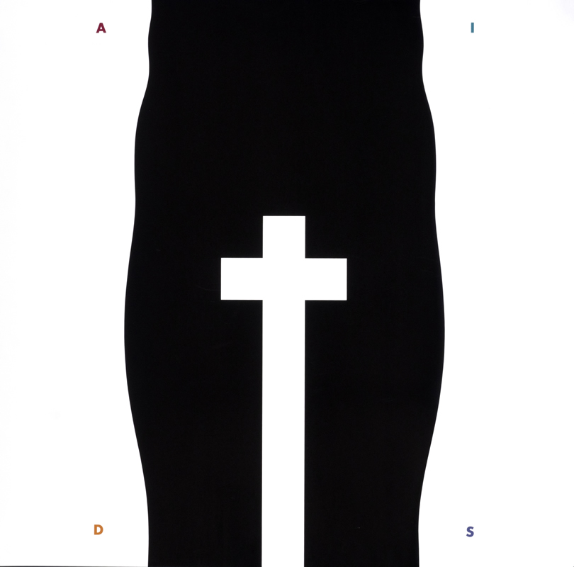 Cross over person's torso; black, white