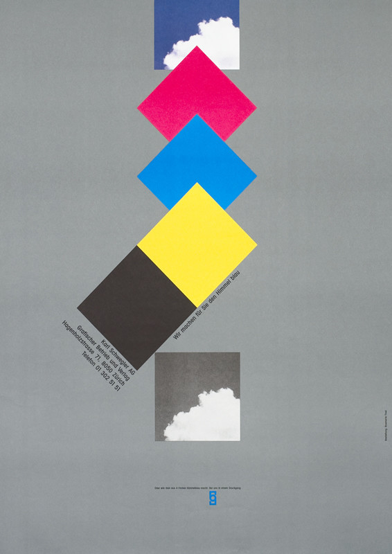 Yellow, blue, red, squares on gray background